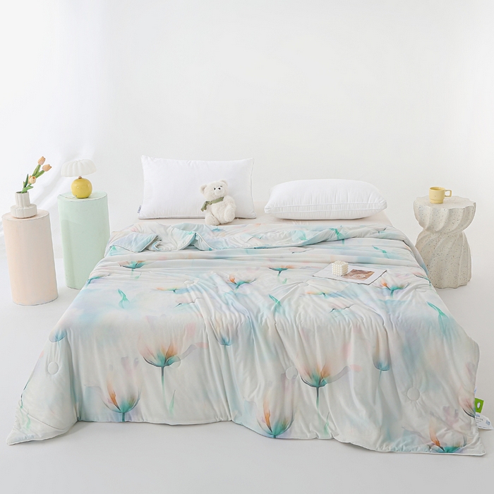 91家纺网 家纺一手货源 找家纺 天之悦家纺 2026新款网销直播热款印花冰皮小凉被夏被夏凉被空调被 郁金人生