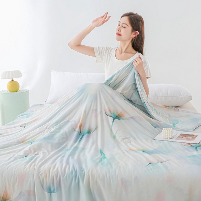 91家纺网 家纺一手货源 找家纺 天之悦家纺 2026新款网销直播热款印花冰皮小凉被夏被夏凉被空调被 郁金人生