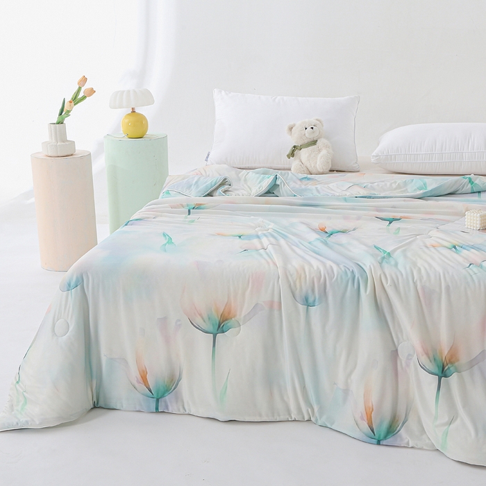 91家纺网 家纺一手货源 找家纺 天之悦家纺 2026新款网销直播热款印花冰皮小凉被夏被夏凉被空调被 郁金人生