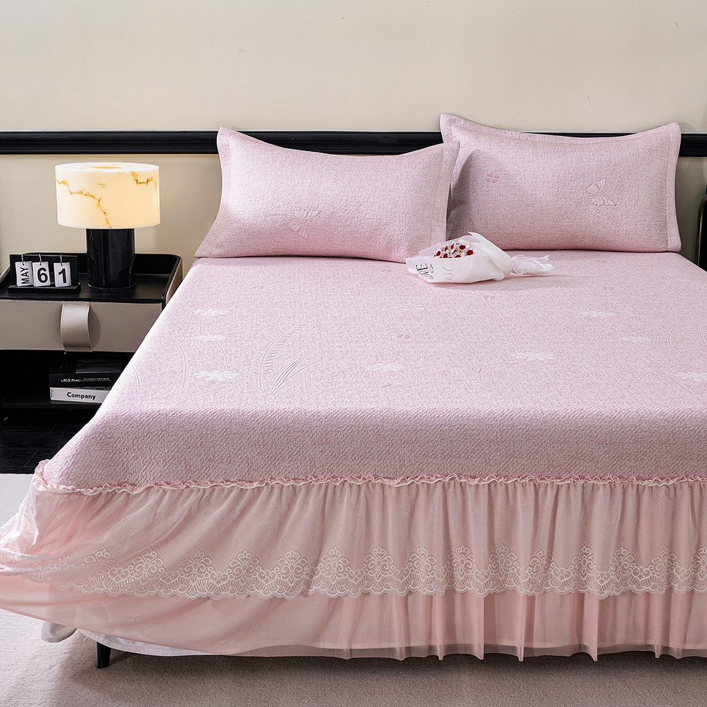 91家纺网 家纺一手货源 找家纺 （总）青雅席业 2026年新款A类提花工艺（提花双面）凉感豆豆席床裙款