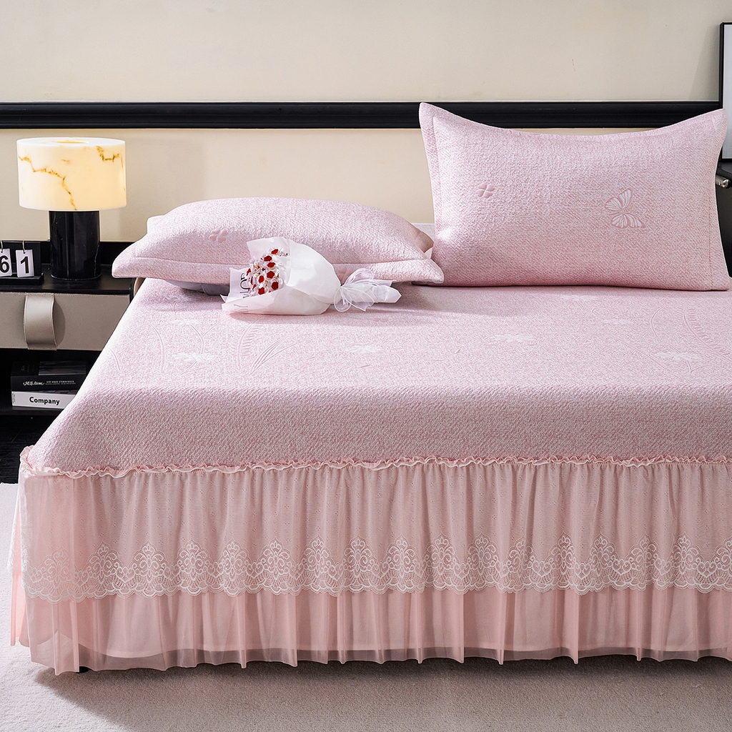 91家纺网 家纺一手货源 找家纺 （总）青雅席业 2026年新款A类提花工艺（提花双面）凉感豆豆席床裙款