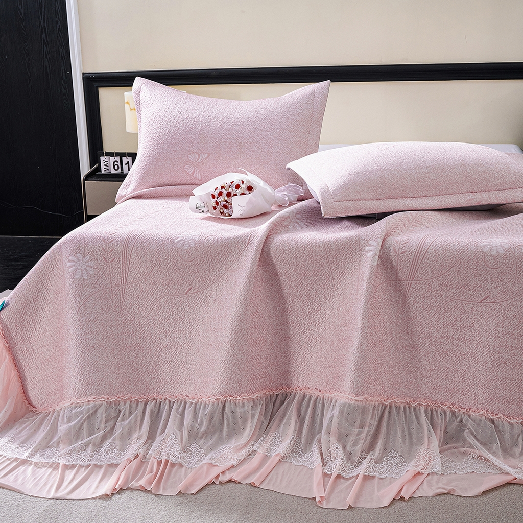 91家纺网 家纺一手货源 找家纺 （总）青雅席业 2026年新款A类提花工艺（提花双面）凉感豆豆席床裙款