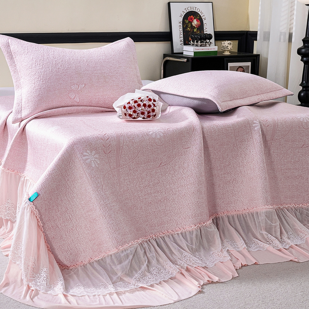 91家纺网 家纺一手货源 找家纺 （总）青雅席业 2026年新款A类提花工艺（提花双面）凉感豆豆席床裙款