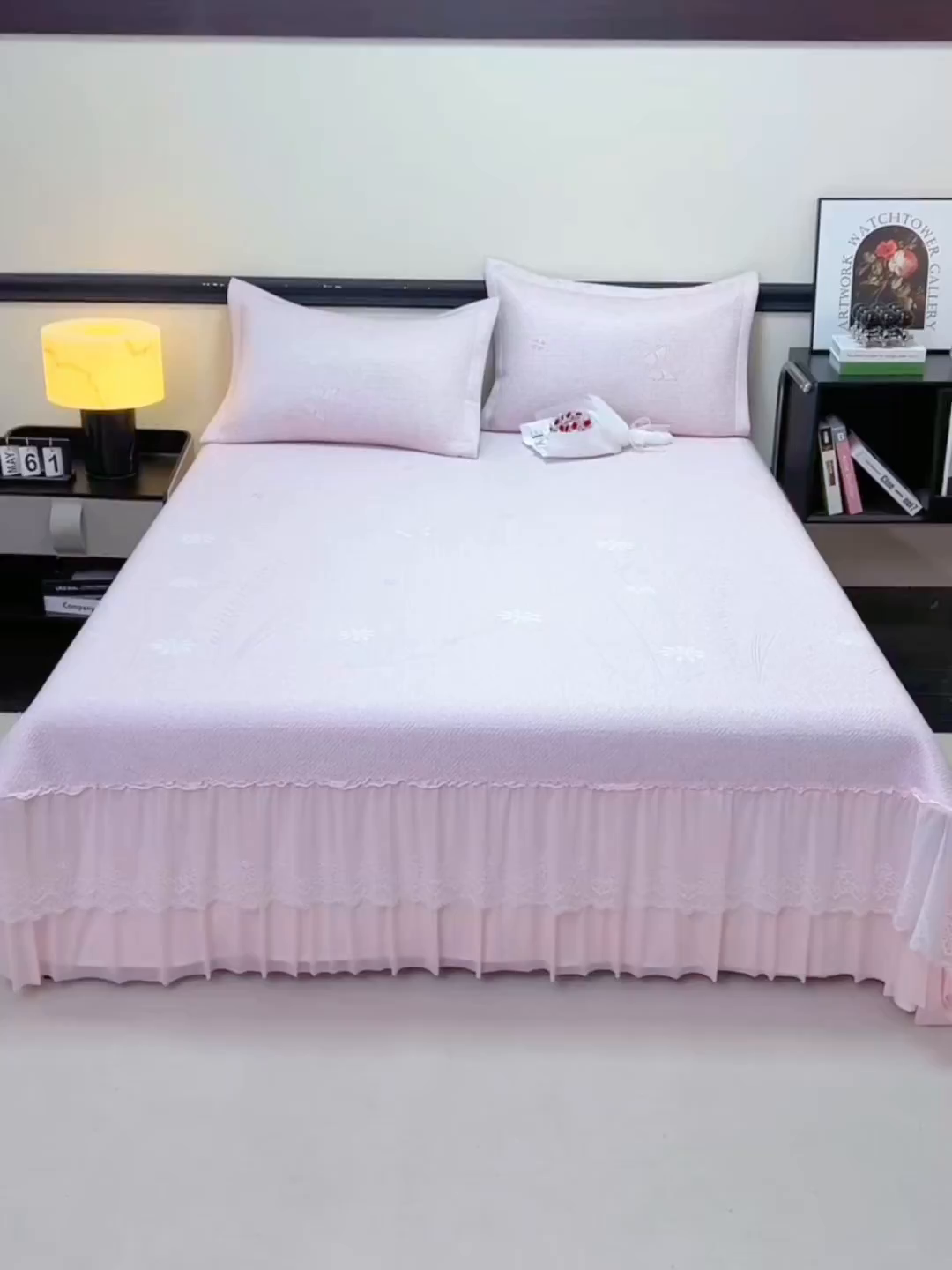 91家纺网 家纺一手货源 找家纺 （总）青雅席业 2026年新款A类提花工艺（提花双面）凉感豆豆席床裙款