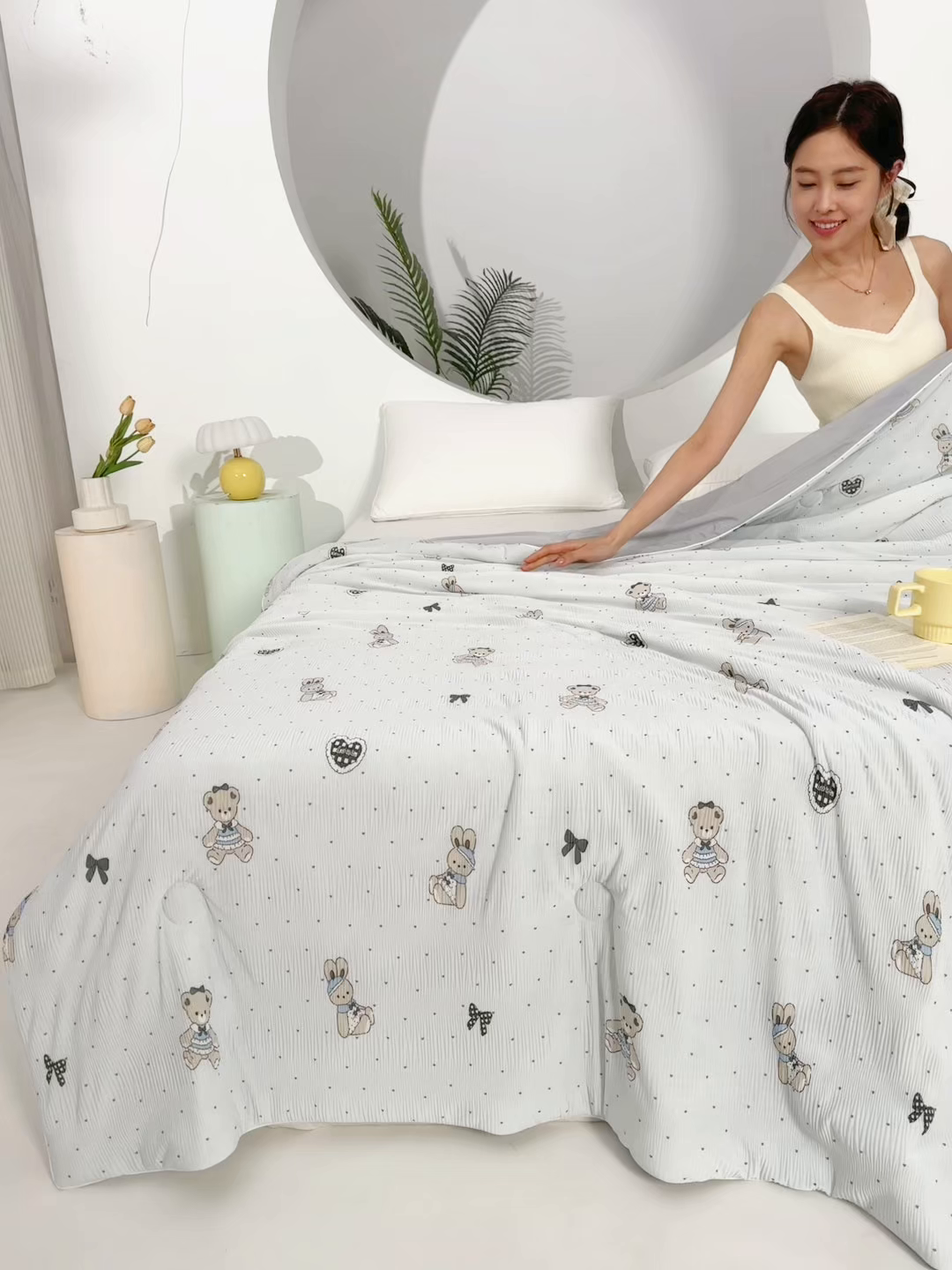 91家纺网 家纺一手货源 找家纺 天之悦家纺 2026新款网销跨境直播热款法式小香风皱皱纱冷感被夏被夏凉被空调被 伙伴