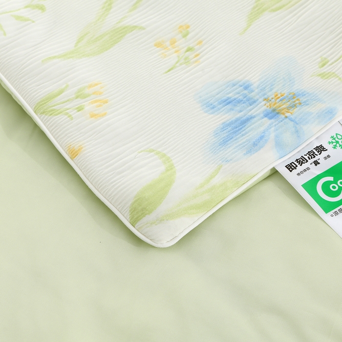 91家纺网 家纺一手货源 找家纺 天之悦家纺 2026新款网销跨境直播热款法式小香风皱皱纱冷感被夏被夏凉被空调被 情叶绿