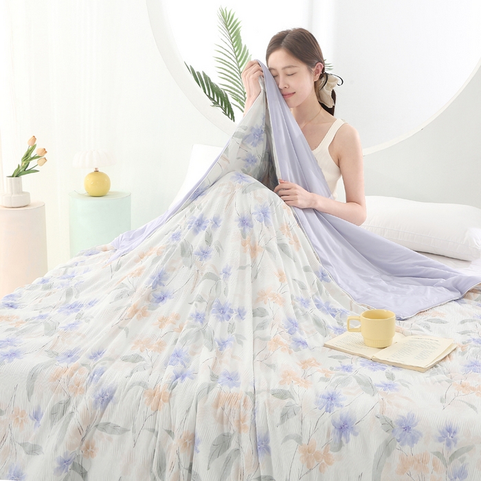 91家纺网 家纺一手货源 找家纺 天之悦家纺 2026新款网销跨境直播热款法式小香风皱皱纱冷感被夏被夏凉被空调被 微意