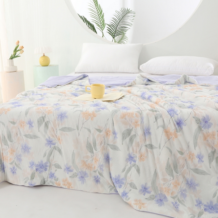 91家纺网 家纺一手货源 找家纺 天之悦家纺 2026新款网销跨境直播热款法式小香风皱皱纱冷感被夏被夏凉被空调被 微意