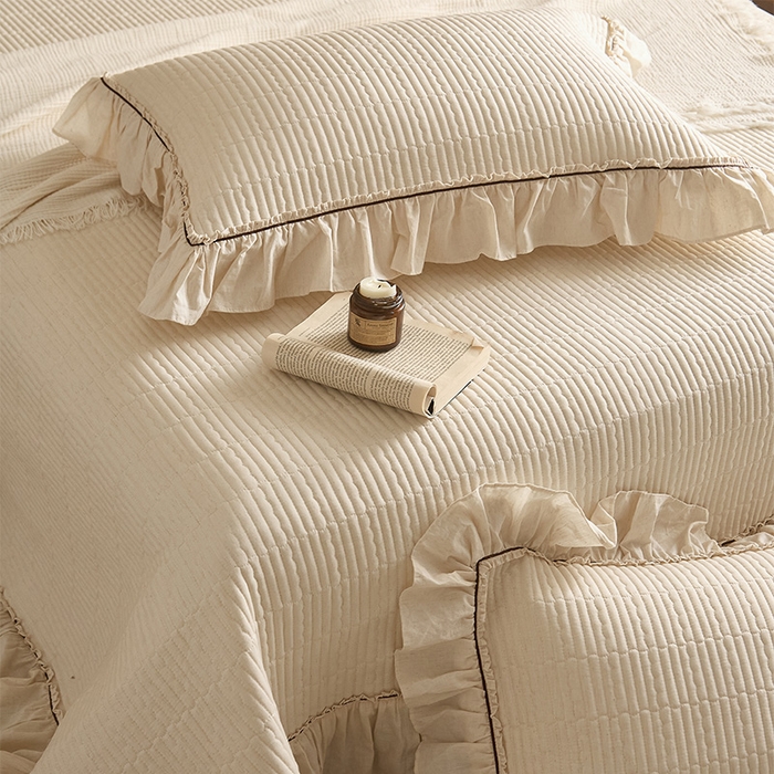 91家纺网 家纺一手货源 找家纺 红夫人 2026春夏新款床盖款多功能夏被床盖天竹棉麻系列四件套-浅茉 浅茉白