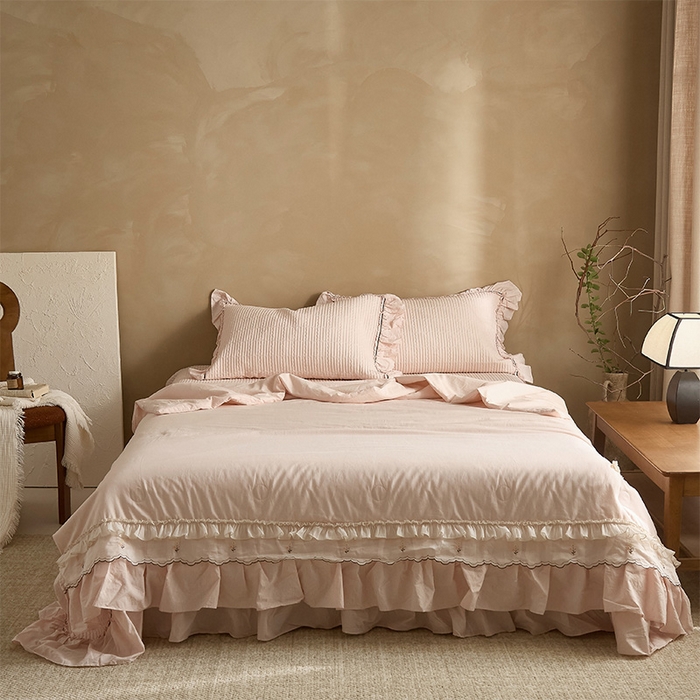 91家纺网 家纺一手货源 找家纺 红夫人 2026春夏新款床盖款多功能夏被床盖天竹棉麻系列四件套-浅茉 浅茉粉