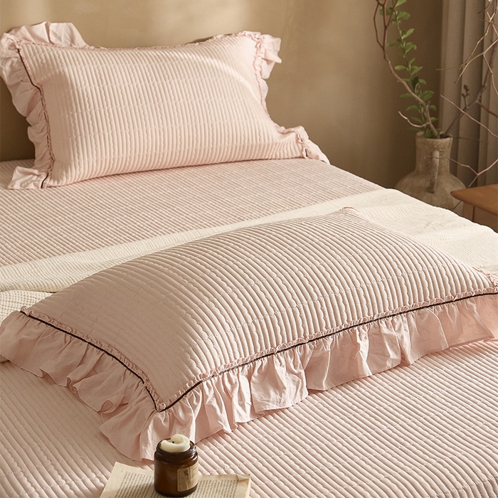 91家纺网 家纺一手货源 找家纺 红夫人 2026春夏新款床盖款多功能夏被床盖天竹棉麻系列四件套-浅茉 浅茉粉