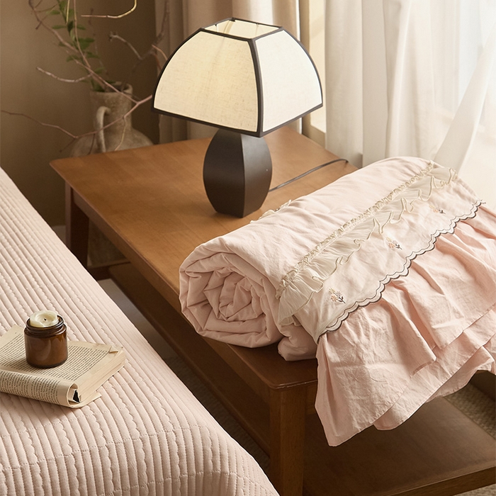 91家纺网 家纺一手货源 找家纺 红夫人 2026春夏新款床盖款多功能夏被床盖天竹棉麻系列四件套-浅茉 浅茉粉