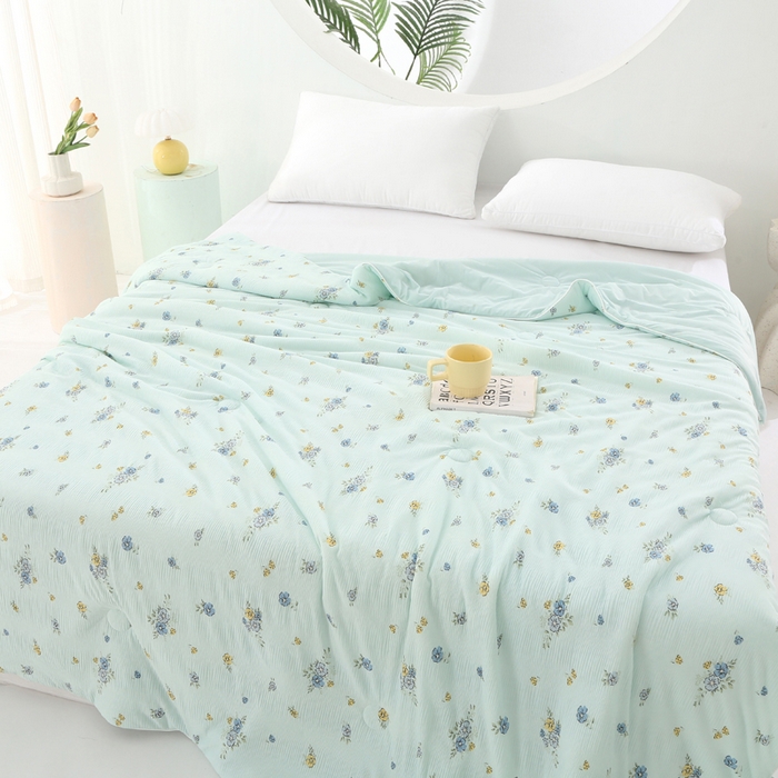 91家纺网 家纺一手货源 找家纺 天之悦家纺 2026新款网销跨境直播热款法式小香风皱皱纱冷感被夏被夏凉被空调被 小飞花