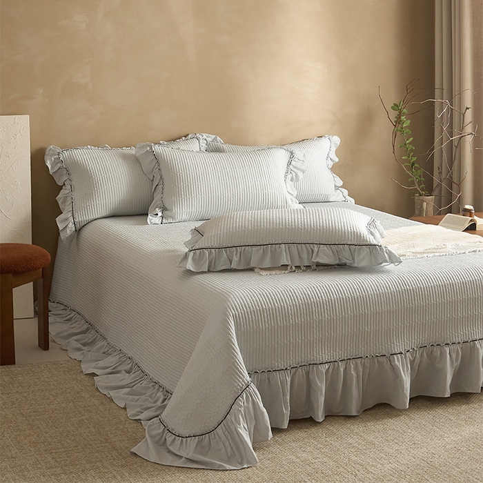 91家纺网 家纺一手货源 找家纺 红夫人 2026春夏新款床盖款多功能夏被床盖天竹棉麻系列四件套-浅茉 浅茉蓝