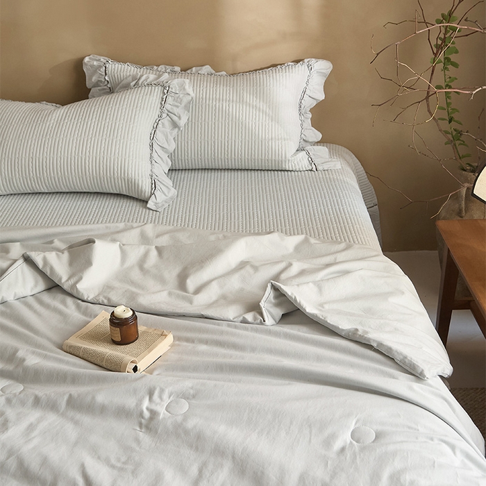 91家纺网 家纺一手货源 找家纺 红夫人 2026春夏新款床盖款多功能夏被床盖天竹棉麻系列四件套-浅茉 浅茉蓝