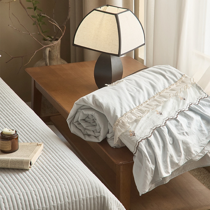 91家纺网 家纺一手货源 找家纺 红夫人 2026春夏新款床盖款多功能夏被床盖天竹棉麻系列四件套-浅茉 浅茉蓝