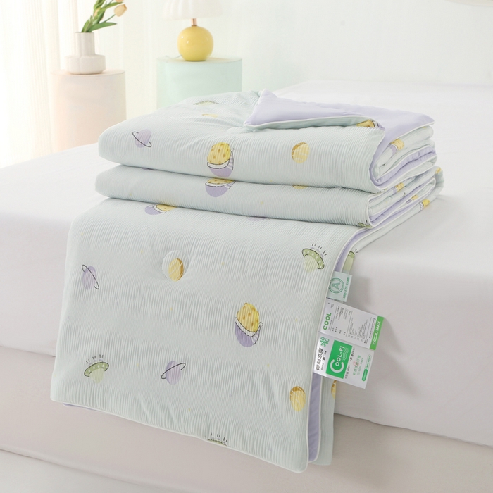 天之悦家纺 2026新款网销跨境直播热款法式小香风皱皱纱冷感被夏被夏凉被空调被 星球紫