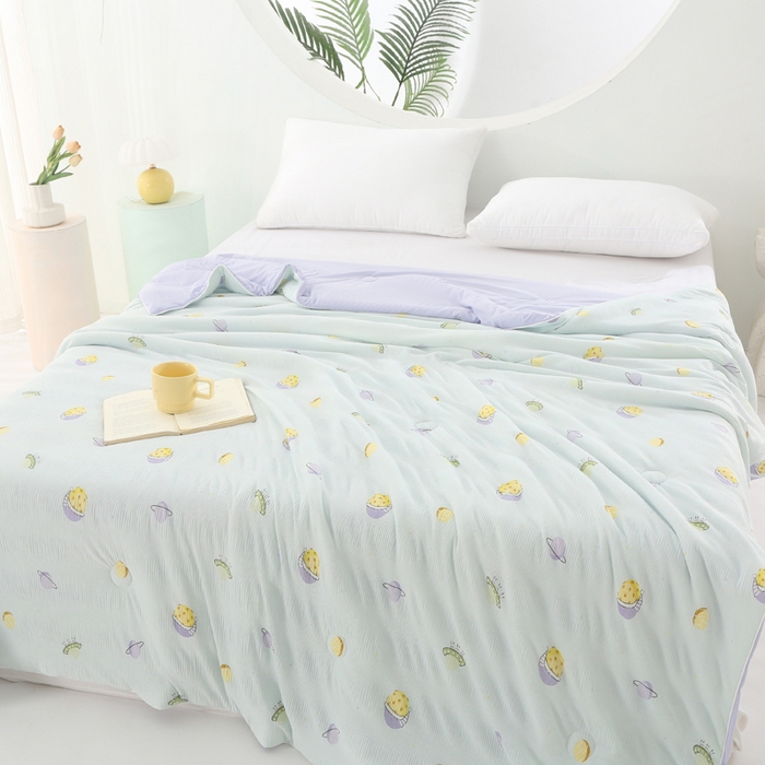 91家纺网 家纺一手货源 找家纺 天之悦家纺 2026新款网销跨境直播热款法式小香风皱皱纱冷感被夏被夏凉被空调被 星球紫