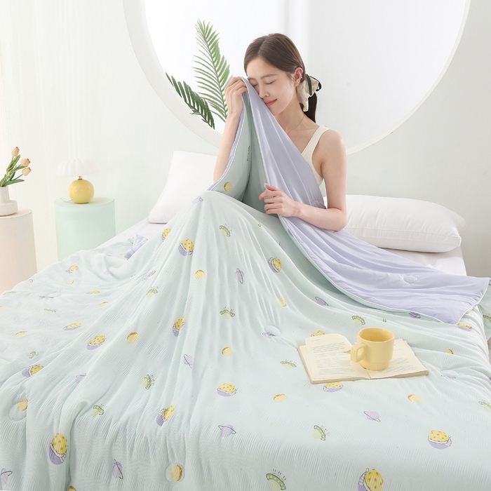 91家纺网 家纺一手货源 找家纺 天之悦家纺 2026新款网销跨境直播热款法式小香风皱皱纱冷感被夏被夏凉被空调被 星球紫