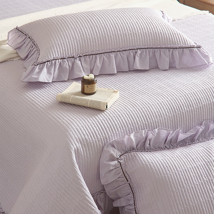 91家纺网 家纺一手货源 找家纺 红夫人 2026春夏新款床盖款多功能夏被床盖天竹棉麻系列四件套-浅茉 浅茉紫