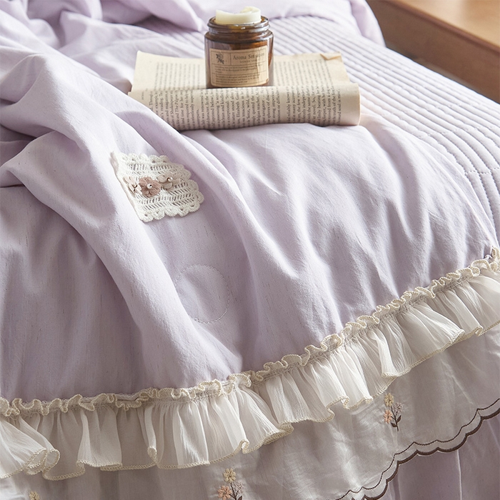 91家纺网 家纺一手货源 找家纺 红夫人 2026春夏新款床盖款多功能夏被床盖天竹棉麻系列四件套-浅茉 浅茉紫