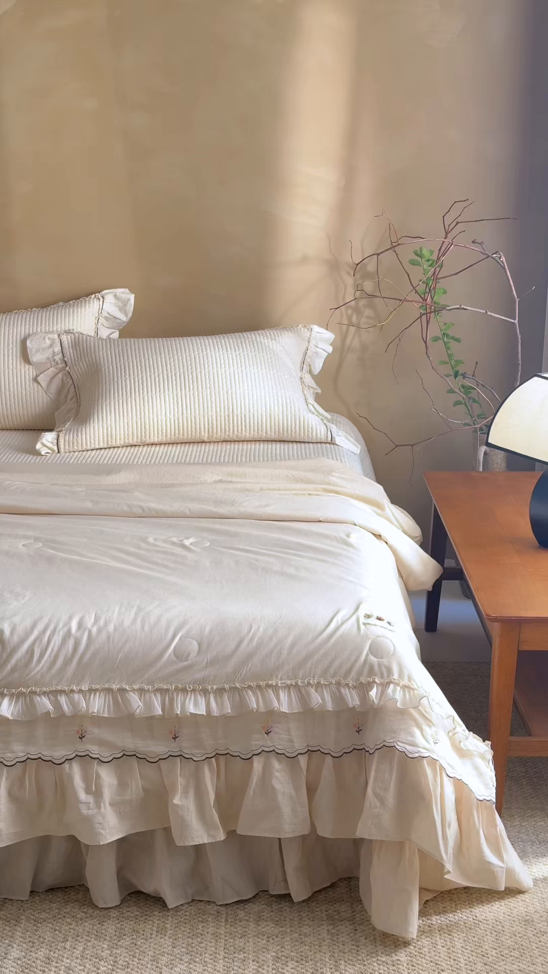 91家纺网 家纺一手货源 找家纺 红夫人 2026春夏新款床盖款多功能夏被床盖天竹棉麻系列四件套-浅茉 浅茉白