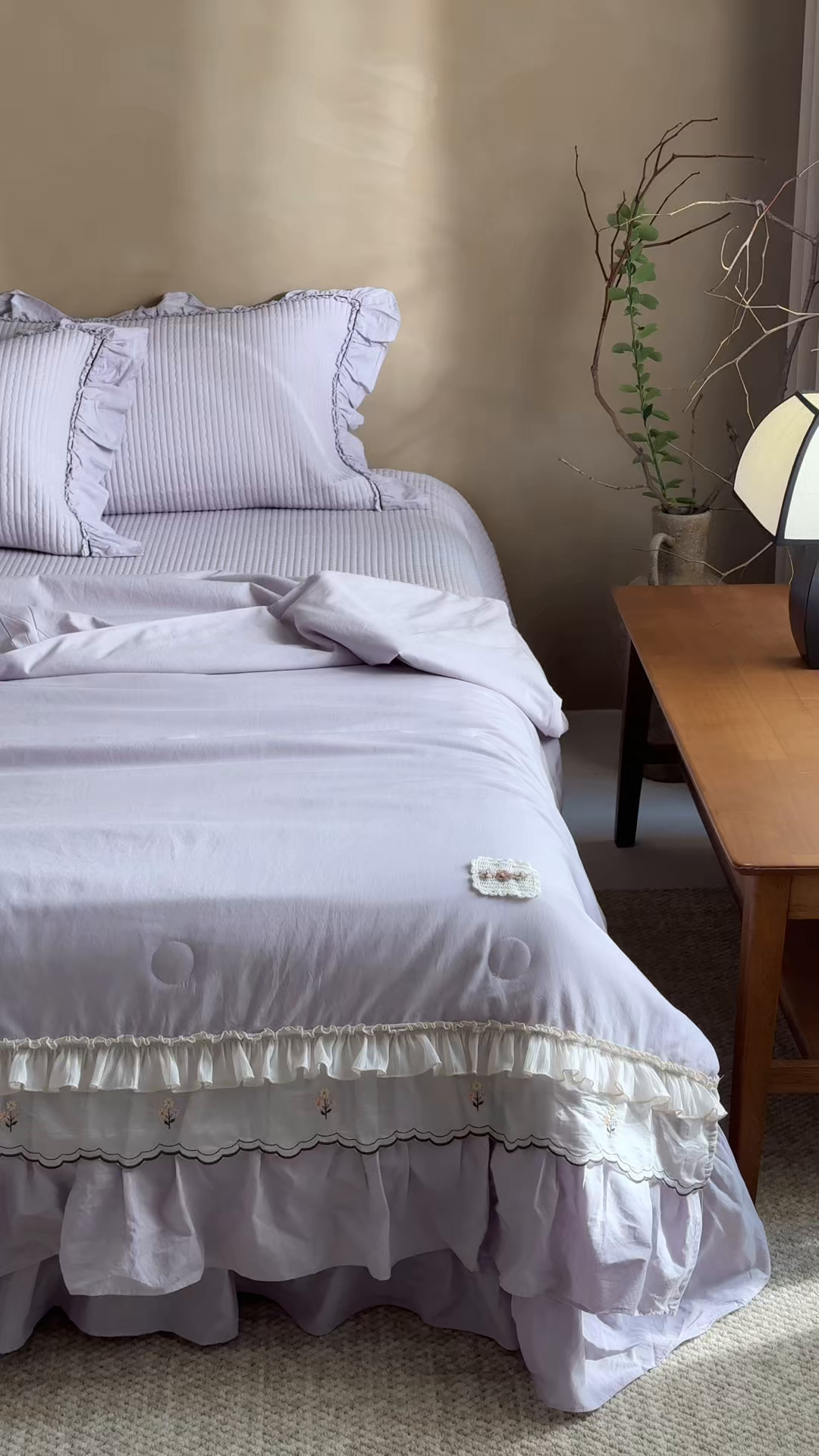 91家纺网 家纺一手货源 找家纺 红夫人 2026春夏新款床盖款多功能夏被床盖天竹棉麻系列四件套-浅茉 浅茉紫