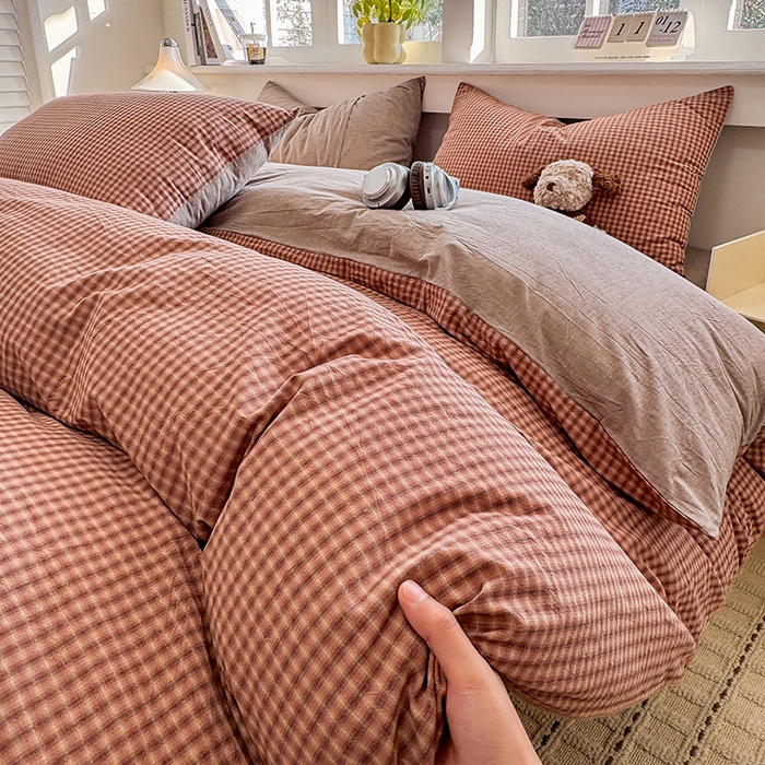 91家纺网 家纺一手货源 找家纺 （总）梦依依 2026新款全棉色织水洗棉拉链款四件套