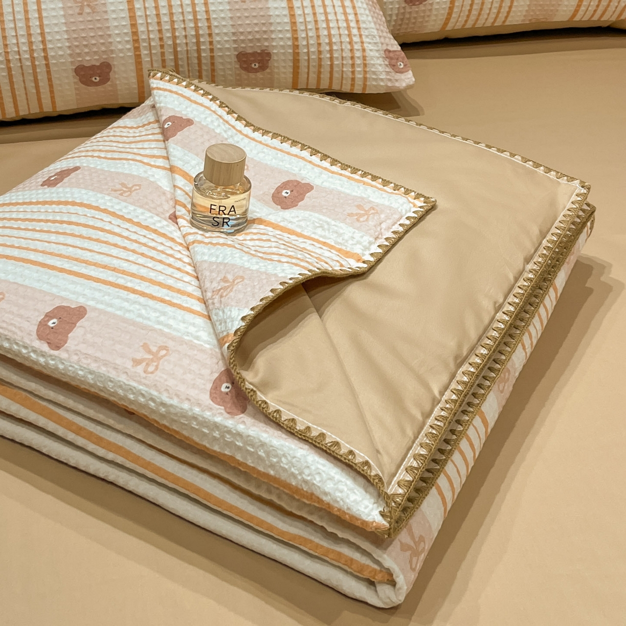 91家纺网 家纺一手货源 找家纺 （总）一加一 2026春夏新款全棉立体华夫格数码印花大豆夏被四件套