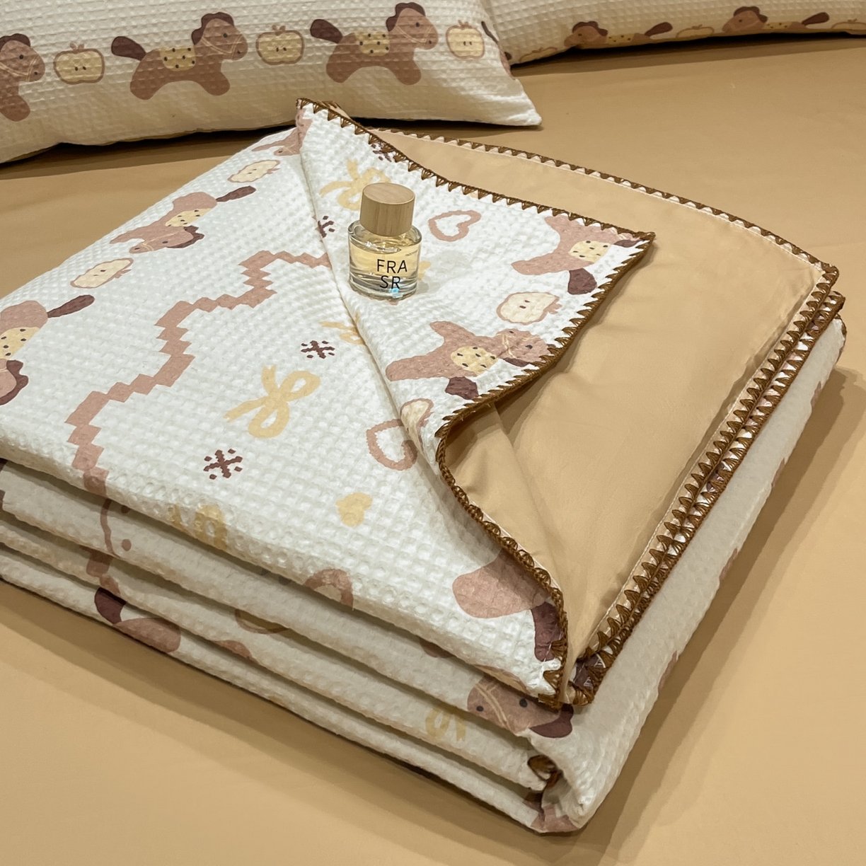 91家纺网 家纺一手货源 找家纺 （总）一加一 2026春夏新款全棉立体华夫格数码印花大豆夏被四件套