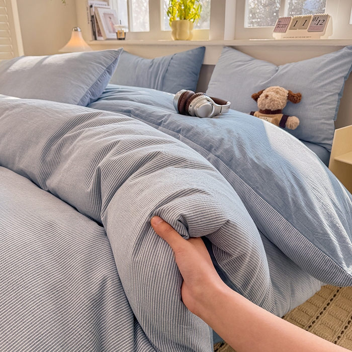 91家纺网 家纺一手货源 找家纺 （总）梦依依 2026新款全棉色织水洗棉拉链款四件套