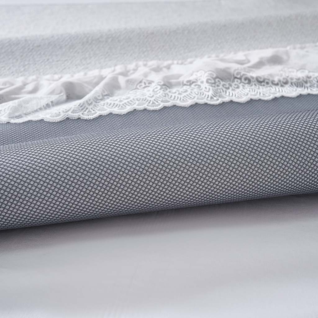 91家纺网 家纺一手货源 找家纺 青雅席业 2026年新款A类提花工艺（提花双面）凉感豆豆席床裙款 床单款-雾里看花-灰