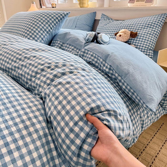 91家纺网 家纺一手货源 找家纺 （总）梦依依 2026新款全棉色织水洗棉拉链款四件套