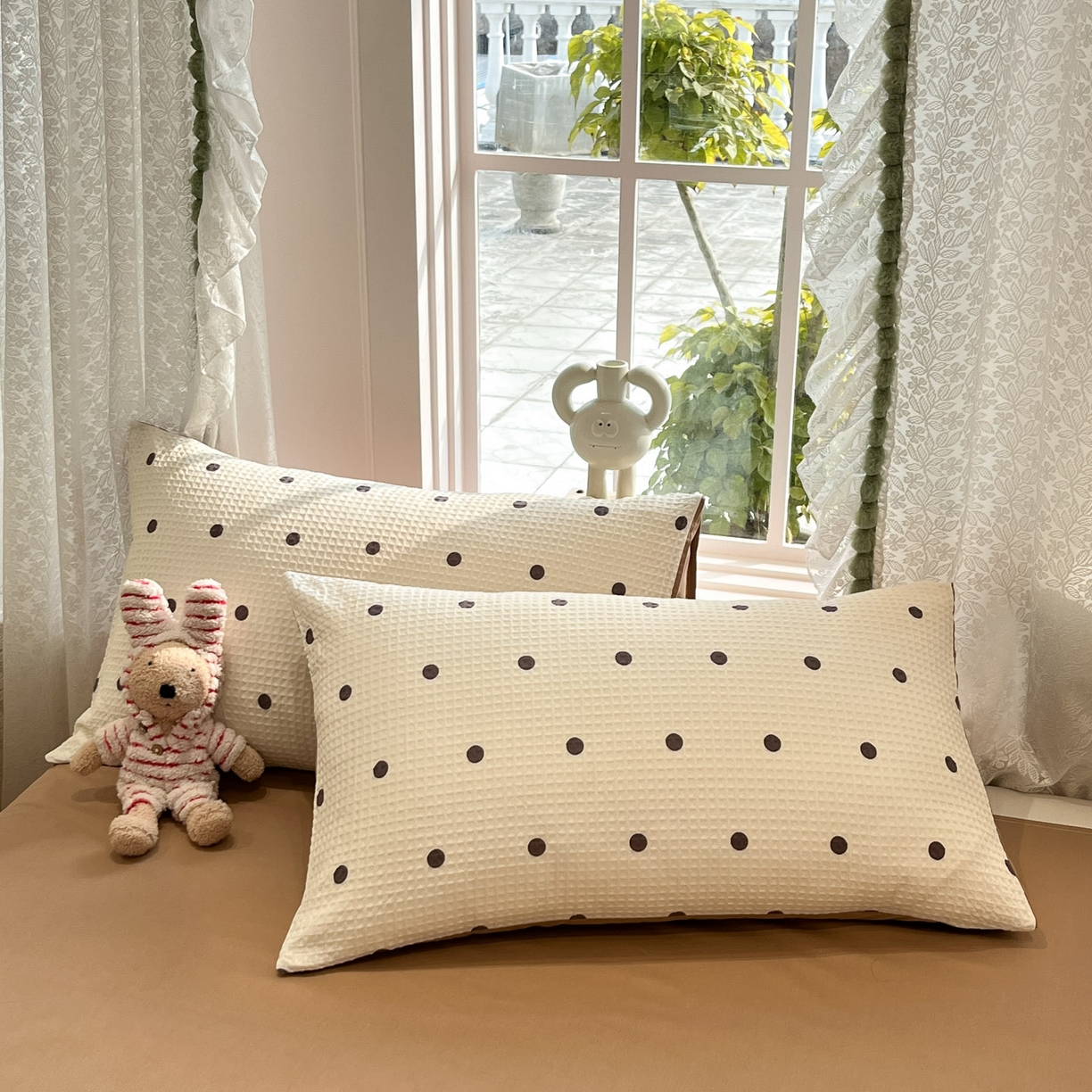 91家纺网 家纺一手货源 找家纺 一加一 2026春夏新款全棉立体华夫格数码印花大豆夏被四件套 卡布白