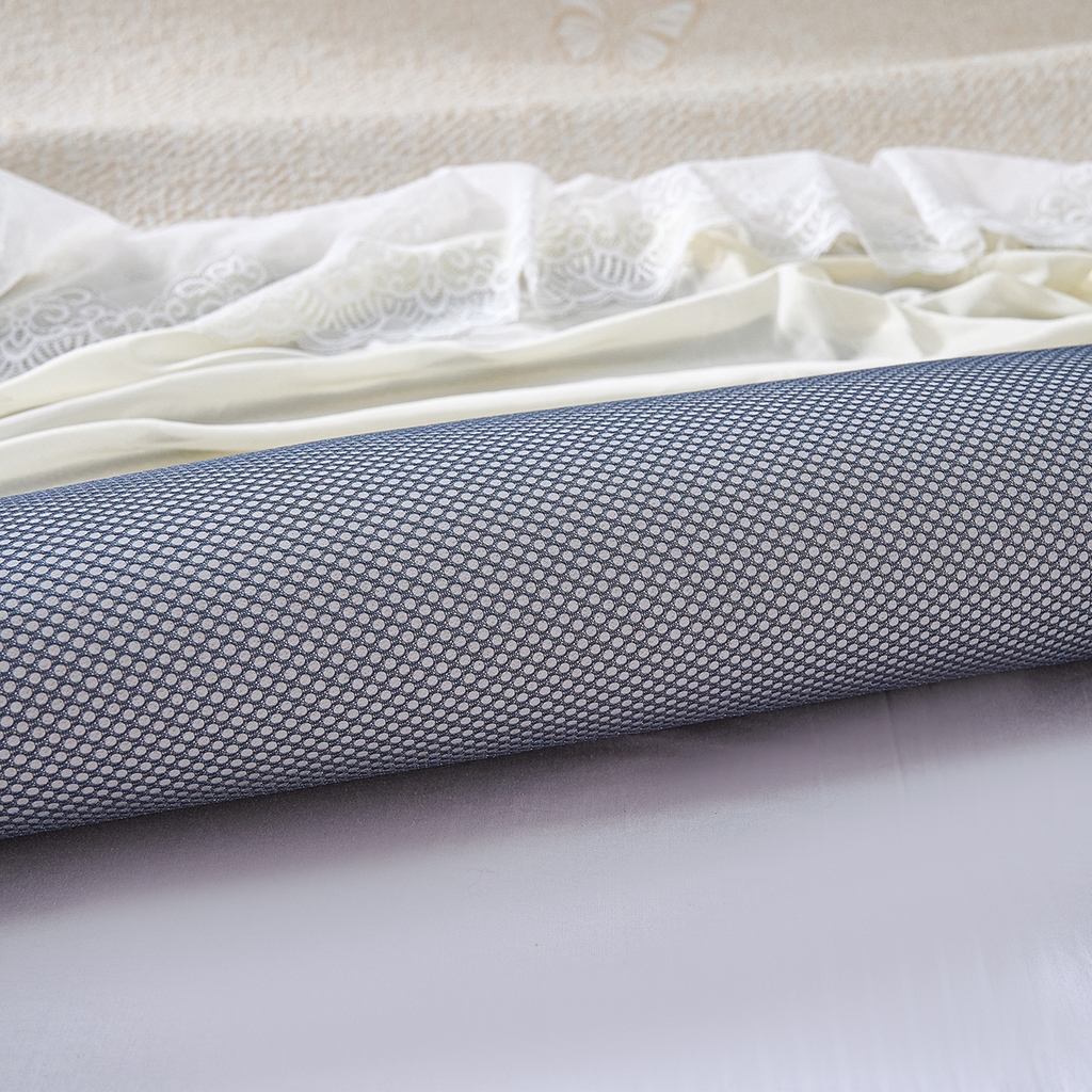 91家纺网 家纺一手货源 找家纺 青雅席业 2026年新款A类提花工艺（提花双面）凉感豆豆席床裙款 床单款-雾里看花-香槟