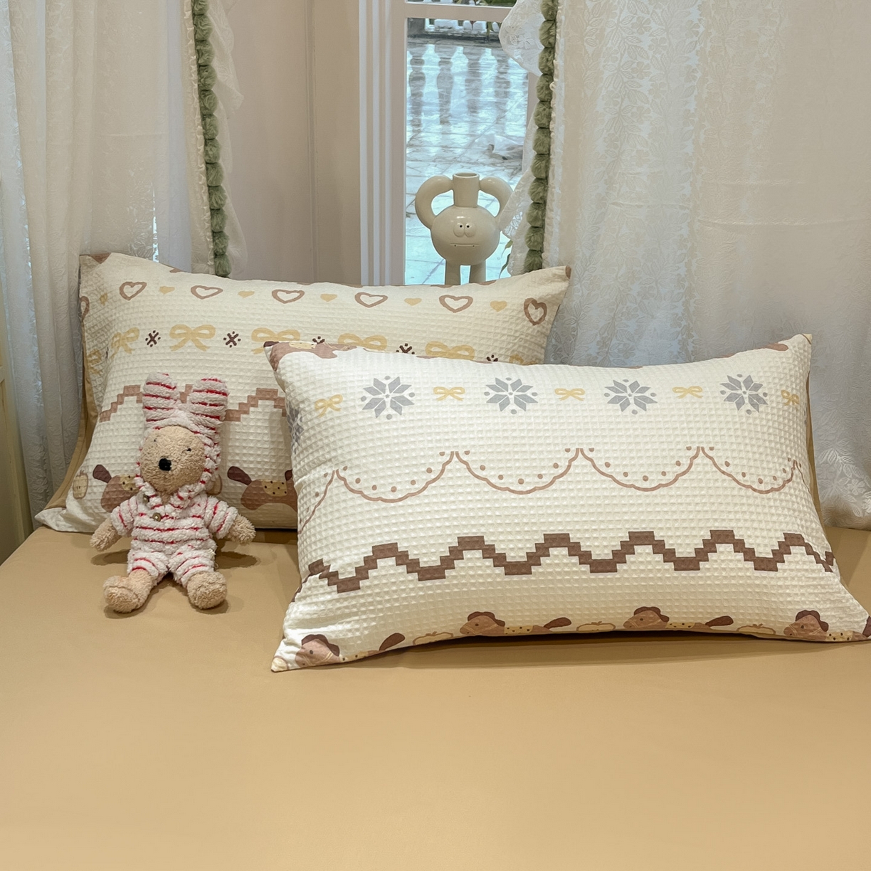 91家纺网 家纺一手货源 找家纺 一加一 2026春夏新款全棉立体华夫格数码印花大豆夏被四件套 星语星愿