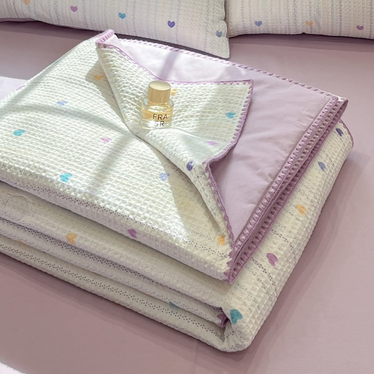 一加一 2026春夏新款全棉立体华夫格数码印花大豆夏被四件套 伊柠