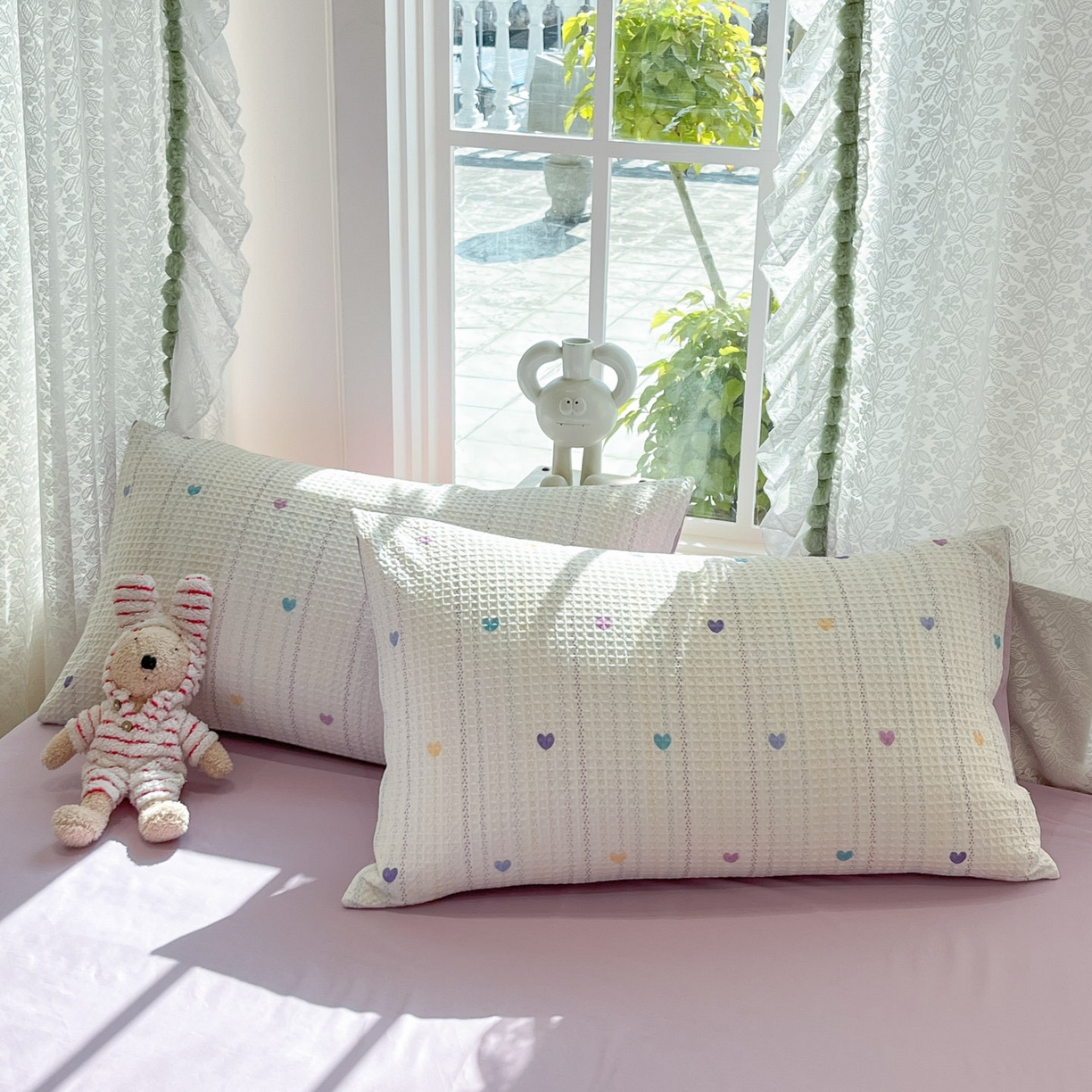 91家纺网 家纺一手货源 找家纺 一加一 2026春夏新款全棉立体华夫格数码印花大豆夏被四件套 伊柠