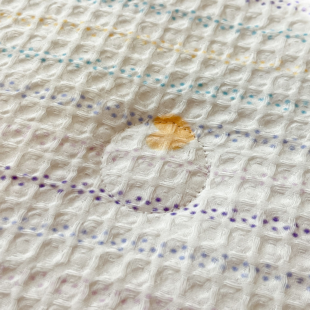 91家纺网 家纺一手货源 找家纺 一加一 2026春夏新款全棉立体华夫格数码印花大豆夏被四件套 伊柠