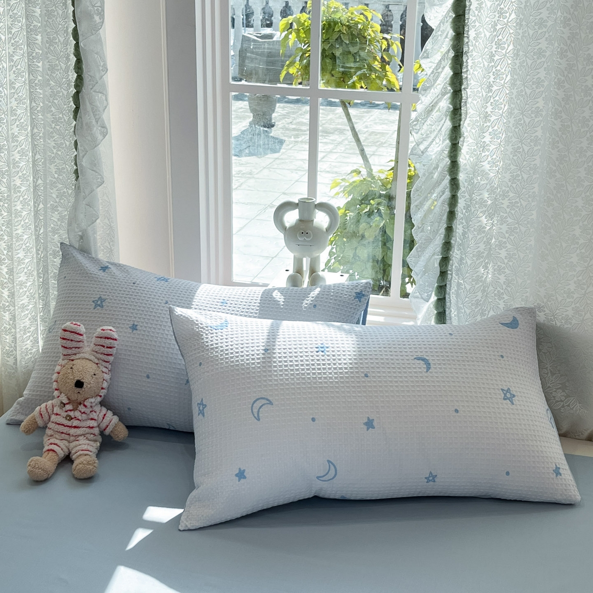 91家纺网 家纺一手货源 找家纺 一加一 2026春夏新款全棉立体华夫格数码印花大豆夏被四件套 云梦星河