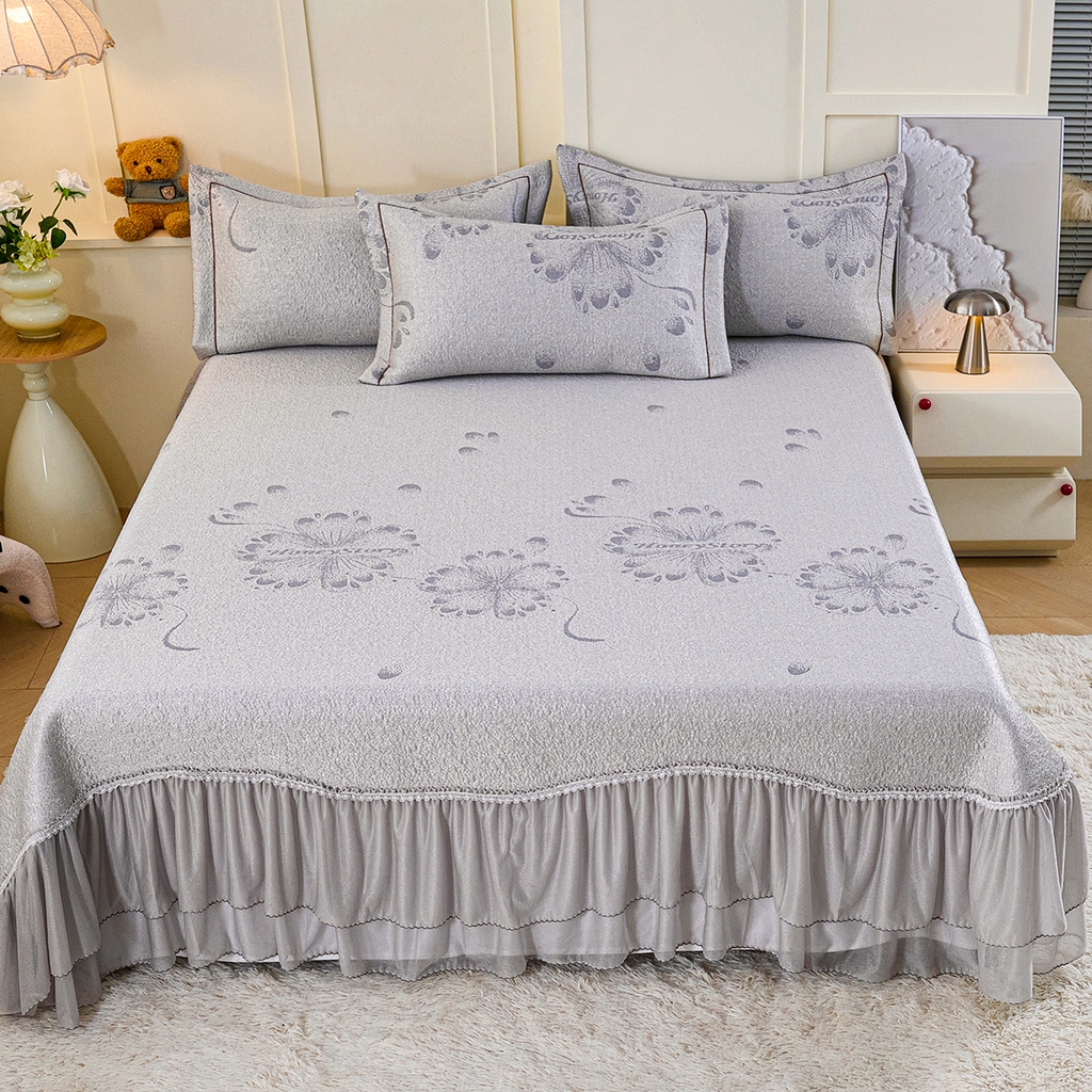 91家纺网 家纺一手货源 找家纺 （总）青雅席业 2026年新款A类提花工艺凉感豆豆席床单款-水中花