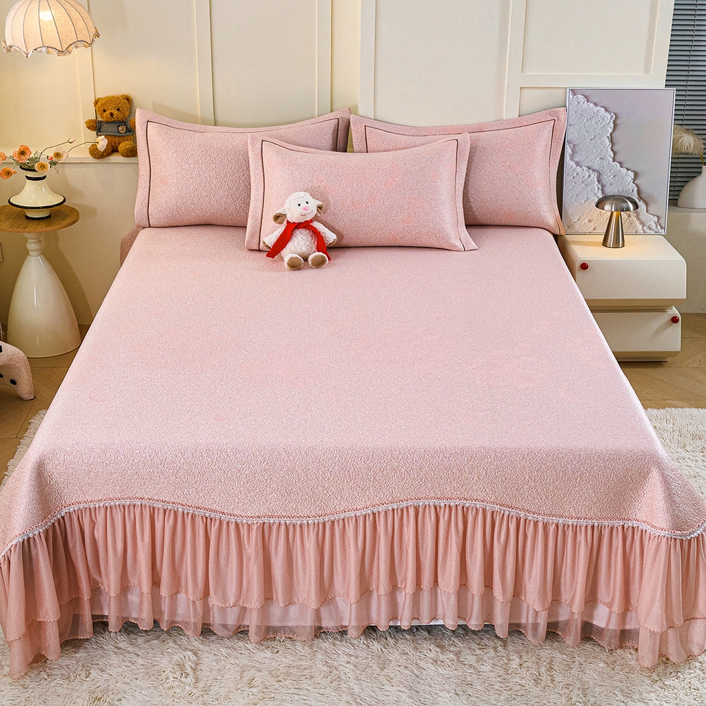 91家纺网 家纺一手货源 找家纺 （总）青雅席业 2026年新款A类提花工艺凉感豆豆席床单款-水中花