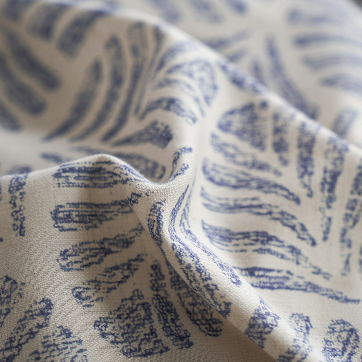 91家纺网 家纺一手货源 找家纺 如一 2026新款A类复古全棉棉麻印花四件套-第二批 叶蓝