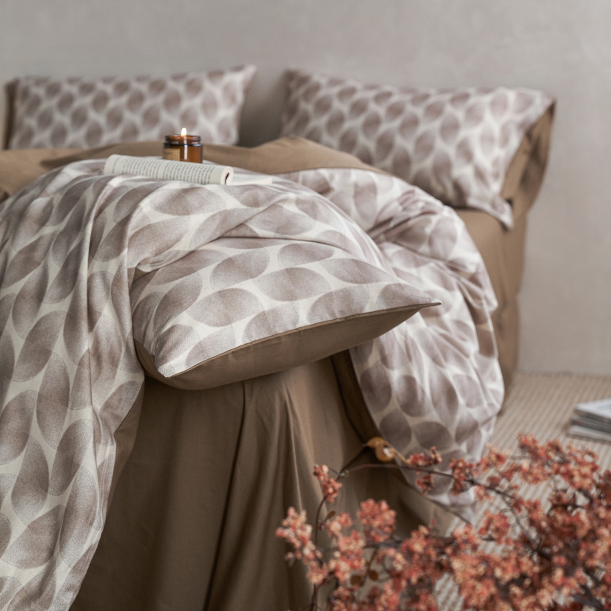 91家纺网 家纺一手货源 找家纺 如一 2026新款A类复古全棉棉麻印花四件套-第二批 浮绘