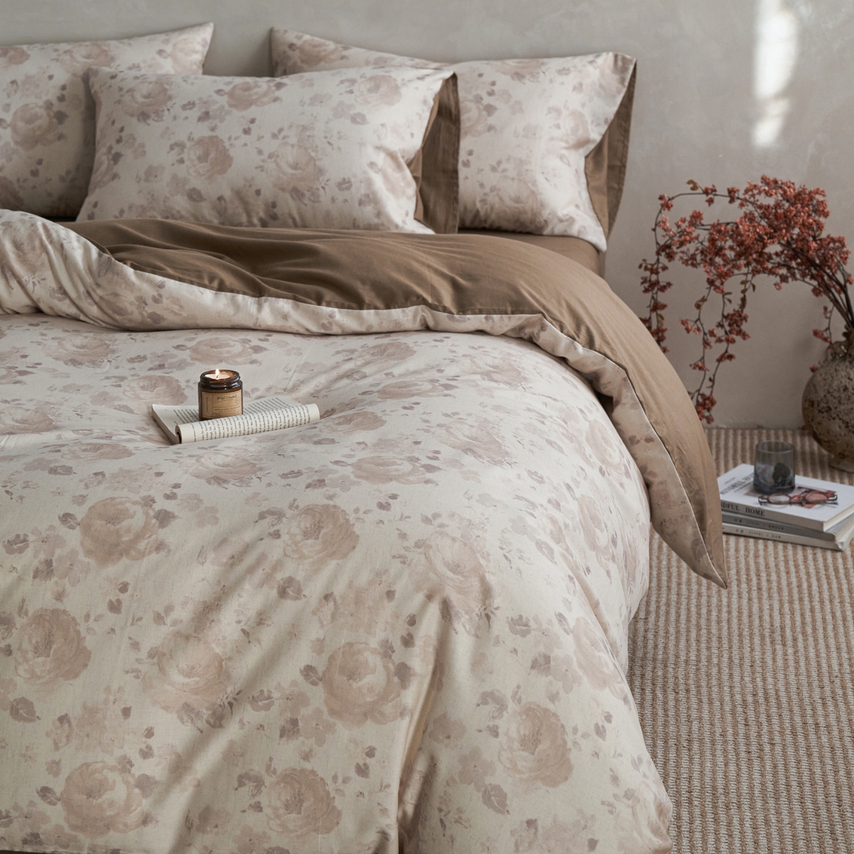 91家纺网 家纺一手货源 找家纺 如一 2026新款A类复古全棉棉麻印花四件套-第二批 花叙