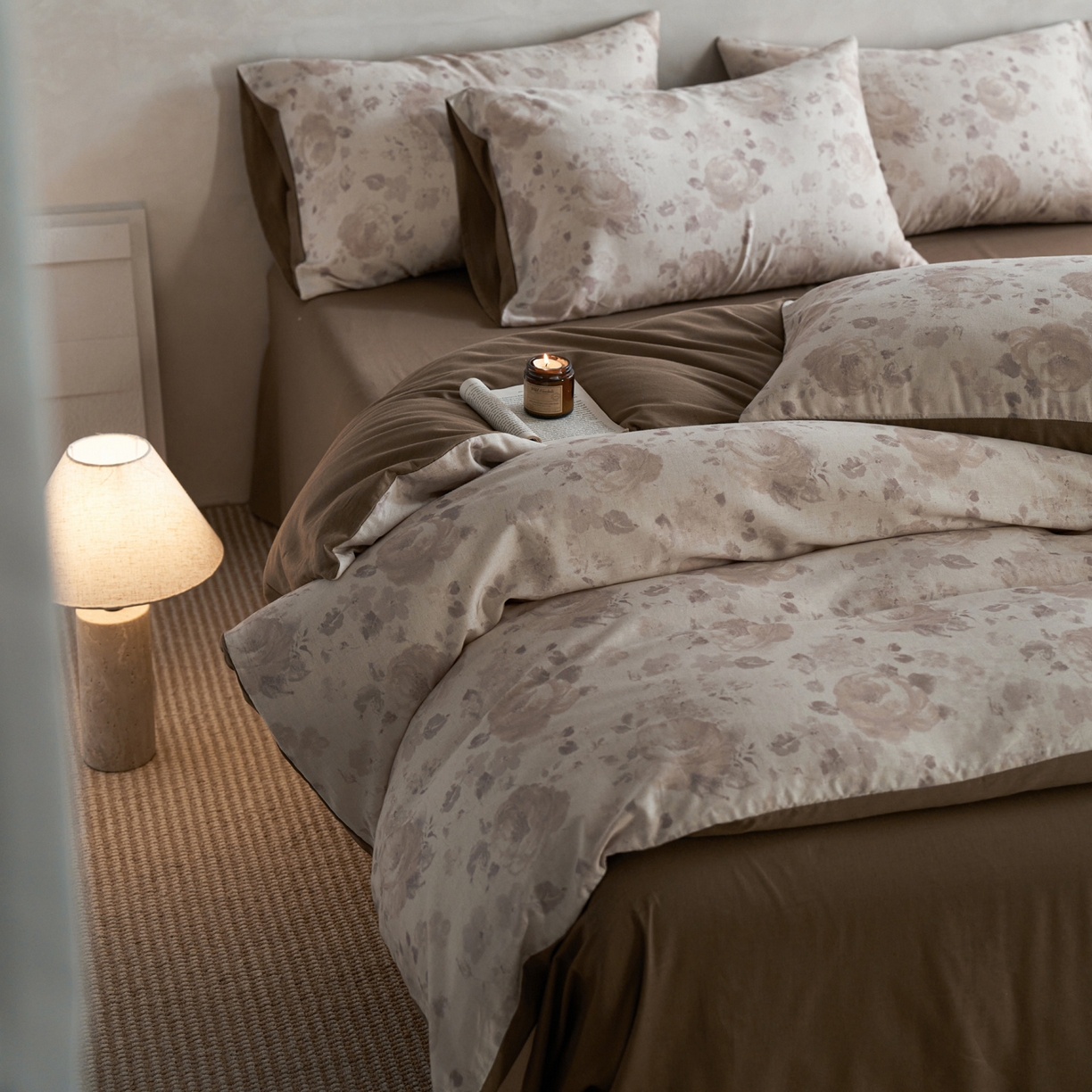 91家纺网 家纺一手货源 找家纺 如一 2026新款A类复古全棉棉麻印花四件套-第二批 花叙