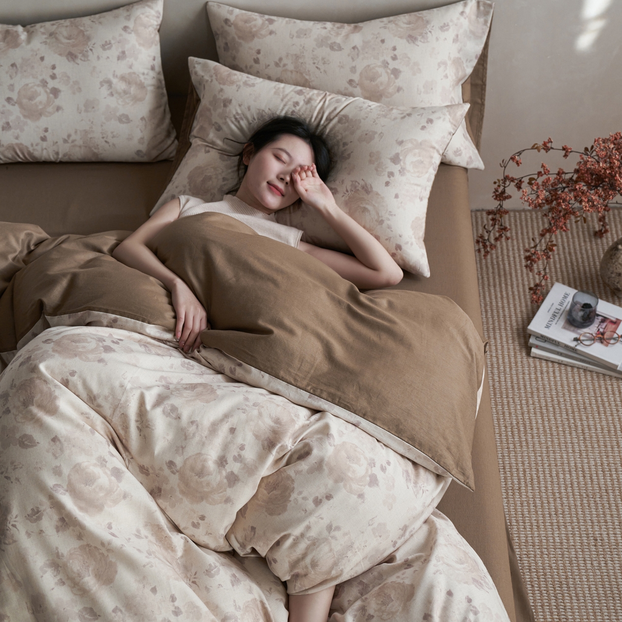 91家纺网 家纺一手货源 找家纺 如一 2026新款A类复古全棉棉麻印花四件套-第二批 花叙