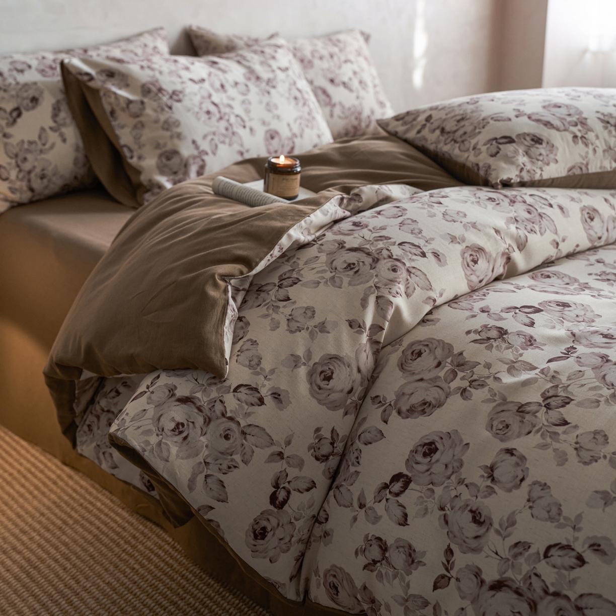 如一 2026新款A类复古全棉棉麻印花四件套-第二批 墨染