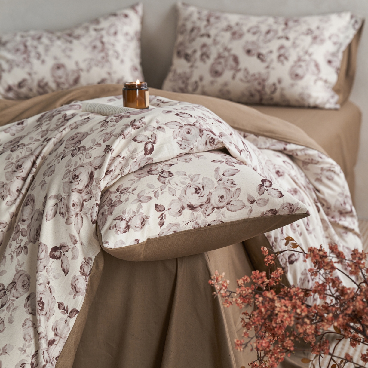 91家纺网 家纺一手货源 找家纺 如一 2026新款A类复古全棉棉麻印花四件套-第二批 墨染