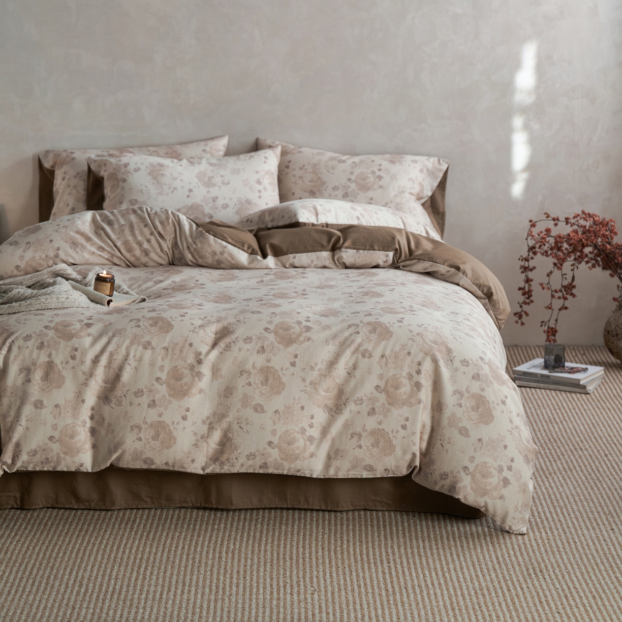 91家纺网 家纺一手货源 找家纺 如一 2026新款A类复古全棉棉麻印花四件套-第二批 花叙